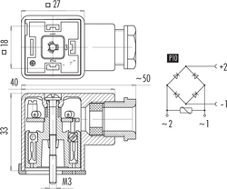 Size A female connector (panel mount), Contacts: 2+PE, 6.0 - 8.0 mm, not shielded, screw clamp, IP40 without seal, VDE, ESTI+