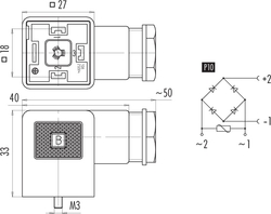 Size A female connector (panel mount), Contacts: 2+PE, 8.0 - 10.0 mm, not shielded, screw clamp, IP40 without seal, VDE, ESTI+