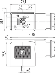 Size B (DIN EN 175301-803) female connector (panel mount), Contacts: 2+PE, 6.0 - 8.0 mm, not shielded, screw clamp, IP40 without seal, UL, ESTI+, VDE