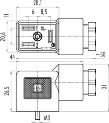 Size B (industry) female connector (panel mount), Contacts: 2+PE, 3.0 - 10.0 mm, not shielded, screw clamp, IP40 without seal, UL, ESTI+, VDE