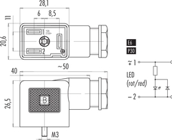 Size B (industry) female connector (panel mount), Contacts: 2+PE, 6.0 - 8.0 mm, not shielded, screw clamp, IP40 without seal, VDE, ESTI+