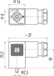 Size C (DIN EN 175301-803) female connector (panel mount), Contacts: 2+PE, 4.0 - 6.0 mm, not shielded, screw clamp, IP40 without seal, ESTI+