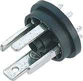 Size C (DIN EN 175301-803) male connector (panel mount), Contacts: 3+PE, not shielded, solder, IP40 without seal, ESTI+, VDE