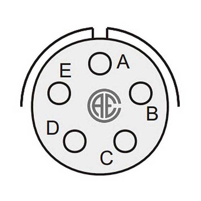 5 Kontak Kablo Tip 180° (Düz) Açılı Dişi Askeri Konnektör (MIL-DTL-5015) - 2