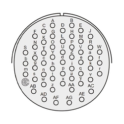 54 Kontak Panel Tip 180° (Düz) Açılı Dişi Askeri Konnektör (VG 95234)