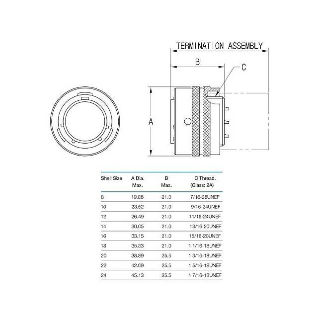 6 Kontak Kablo Tip 180° (Düz) Açılı Erkek Askeri Konnektör (MIL-DTL-26482 S1) - 3