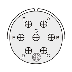 7 Kontak Kablo Tip 90° Açılı Erkek Askeri Konnektör (MIL-DTL-5015)