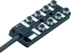 M12-A distributor box, Contacts: 5/4, moulded on cable, IP67