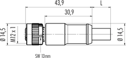 Dişi Kablolu Tip 5 Kontaklı Konnektör, 10 Metre