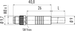 M8 cable connector, Contacts: 4, not shielded, moulded on cable, IP67, UL listed, PVC grey, 4 x 0.34 mm²