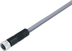 M8 female cable connector, Contacts: 3, not shielded, moulded on cable, IP67, UL listed, PVC grey, 3 x 0.34 mm²