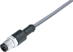 M12-A cable connector, Contacts: 4, not shielded, moulded on cable, IP68, UL listed, PVC grey, 4 x 0.34 mm²