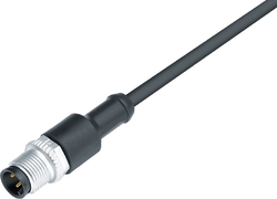 M12-A cable connector, Contacts: 8, not shielded, moulded on cable, IP69K, UL listed, PUR black, 8 x 0.25 mm²