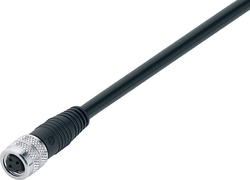 M8 female cable connector, Contacts: 4, shielded, moulded on cable, IP67, UL listed, PUR black, 4 x 0.34 mm²