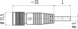 M8 female cable connector, Contacts: 4, shielded, moulded on cable, IP67, UL listed, PUR black, 4 x 0.34 mm²