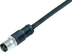 M12-A cable connector, Contacts: 5, shielded, moulded on cable, IP67, UL listed, Shielded cable, PUR black, 5 x 0.25 mm²
