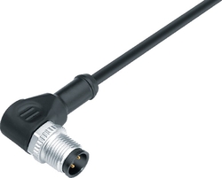 M12-B male angled connector, Contacts: 5, not shielded, moulded on cable, IP68, UL listed, PVC grey, 5 x 0.34 mm²