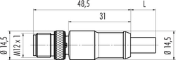 M12-D cable connector, Contacts: 4, shielded, moulded on cable, IP67, UL listed, PUR green, 2 x 2 x AWG22