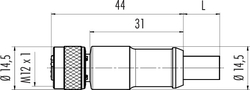 M12-D female cable connector, Contacts: 4, shielded, moulded on cable, IP67, UL listed, PUR green, 2 x 2 x AWG22