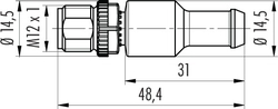 M12-A terminating plug, Contacts: 5, shielded, IP68, UL listed