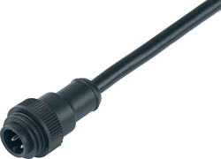 RD24 cable connector, Contacts: 6+PE, shielding is not possible, moulded on cable, IP67, PVC black, 7 x 0.75 mm²