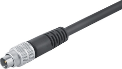 M9 IP67 cable connector, Contacts: 2, shielded, moulded on cable, IP67, PUR black, 2 x 0.25 mm²