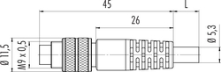 M9 IP67 cable connector, Contacts: 2, shielded, moulded on cable, IP67, PUR black, 2 x 0.25 mm²