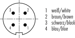 M9 IP67 cable connector, Contacts: 4, shielded, moulded on cable, IP67, PUR black, 4 x 0.25 mm²