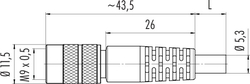 M9 IP67 female cable connector, Contacts: 4, shielded, moulded on cable, IP67, PUR black, 4 x 0.25 mm²