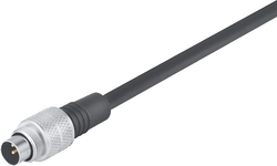 M9 IP67 cable connector, Contacts: 3, not shielded, moulded on cable, IP67, Standard cable, PUR black, 3 x 0.25 mm²