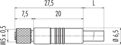 M5 female cable connector, Contacts: 3, not shielded, moulded on cable, IP67, M5x0.5, PUR black, 3 x 0.14 mm²