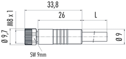 M8, Dişi Kablolu Tip 4 Kontaklı Konnektör , 2 Mtr
