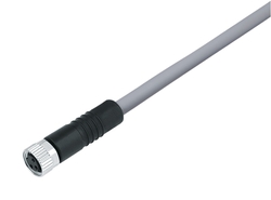 M8 cable connector, Contacts: 4, not shielded, moulded on cable, IP67, UL listed, PUR grey, 4 x 0.34 mm²