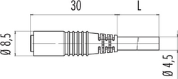 M8 female cable connector, Contacts: 4, not shielded, moulded on cable, IP65, PVC black, 4 x 0.25 mm²