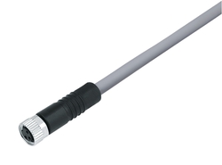 M8 female cable connector, Contacts: 3, not shielded, moulded on cable, IP67, UL listed, PVC grey, 3 x 0.34 mm²