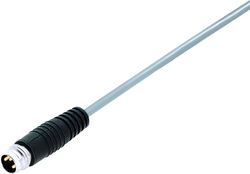 M8 cable connector, Contacts: 3, not shielded, moulded on cable, IP65, PVC black, 3 x 0.25 mm²
