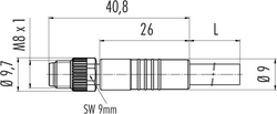 M8 cable connector, Contacts: 3, not shielded, moulded on cable, IP65, PVC black, 3 x 0.25 mm²