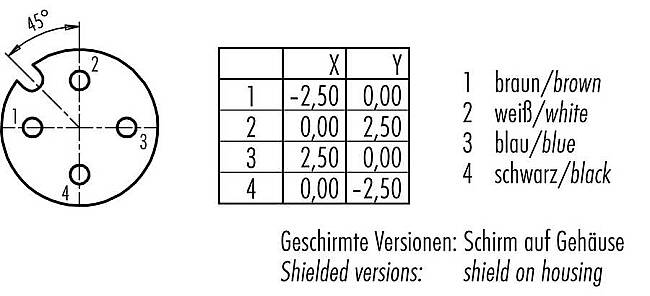 M12-A female angled connector, Contacts: 4, not shielded, moulded on cable, IP69K, UL listed, PVC grey, 4 x 0.34 mm² - 3