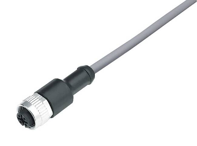 M12-A female cable connector, Contacts: 5, not shielded, moulded on cable, IP69K, UL listed, PVC grey, 5 x 0.34 mm² - 1