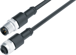 M12-A connecting cord, Contacts: 3, not shielded, moulded on cable, IP68, M12x1.0, PUR black, 3 x 0.34 mm²