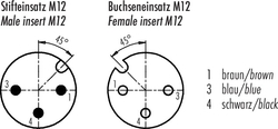 M12-A connecting cord, Contacts: 3, not shielded, moulded on cable, IP68, M12x1.0, PUR black, 3 x 0.34 mm²