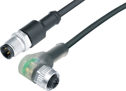 M12-A connecting cord, Contacts: 4, not shielded, moulded on cable, IP68, M12x1.0, PUR black, 4 x 0.34 mm²