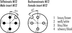 M12-A connecting cord, Contacts: 4, not shielded, moulded on cable, IP68, M12x1.0, PUR black, 4 x 0.34 mm²