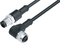 M12-A connecting cord, Contacts: 4, not shielded, moulded on cable, IP68, M12x1.0, PUR black, 4 x 0.34 mm²