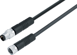 M8 connecting cord, Contacts: 3, not shielded, moulded on cable, IP67, M8x1.0, PUR black, 3 x 0.25 mm²