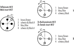 M12-A connecting cord, Contacts: 4/3, not shielded, moulded on cable, IP68, M12x1.0, PUR black, 3 x 0.34 mm²