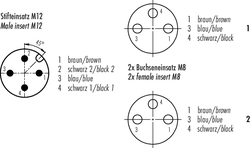 M12-A connecting cord, Contacts: 4/3, not shielded, moulded on cable, IP67, PUR black, 3 x 0.34 mm²