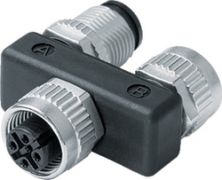 M12-A double distributor box, Contacts: 5, not shielded, pluggable, IP68, UL listed, M12x1.0