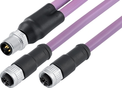 M12-A connecting cord, Contacts: 5, shielded, moulded on cable, IP67, M12x1.0, PUR purple, 1 x 2 x AWG22