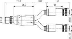 M12-A connecting cord, Contacts: 5, shielded, moulded on cable, IP67, M12x1.0, PUR purple, 1 x 2 x AWG22